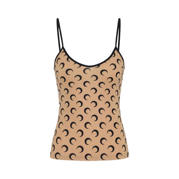 Marine Serre Moon Printed Jersey Straps Top 'Tan'