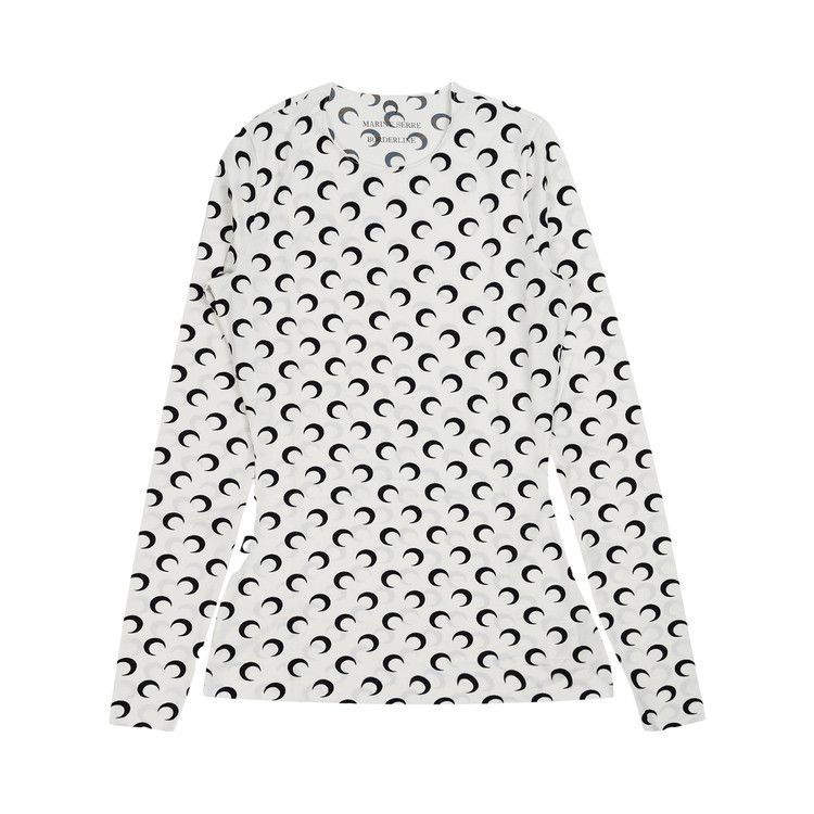 Marine Serre Moon Printed Jersey Second Skin Crewneck Top 'White'