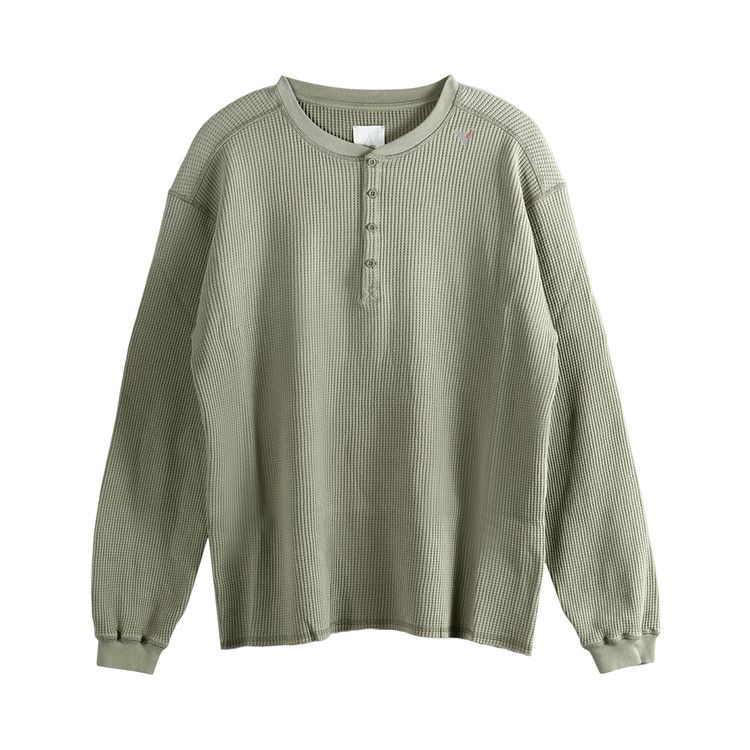 ROA Bee Sun Faded Organic Waffle Serafino Long-Sleeve 'Grey/Green'