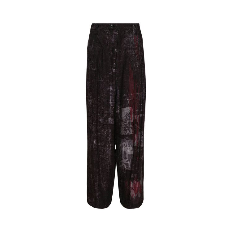 Y's Cupro-Dungaree Twill Gather Pants 'Blue/Green'