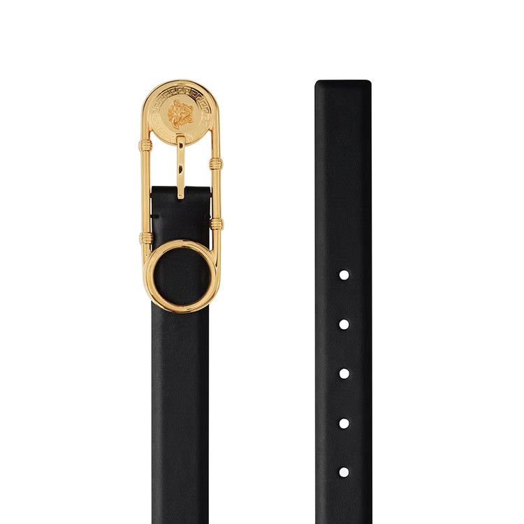 Versace Safety Pin Leather Belt 'Black/Versace Gold'