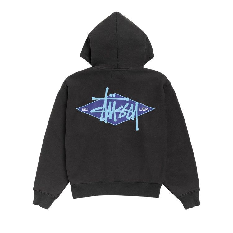 Stussy Basic Diamond Zip Hoodie 'Black'