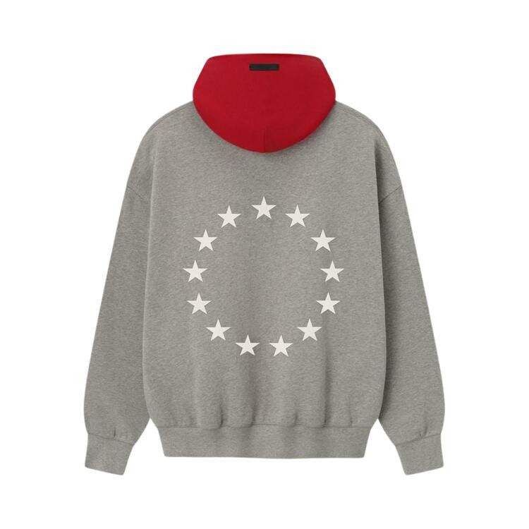 Fear of God Essentials Sixers Sport Hoodie 'Concrete Heather/ Red'