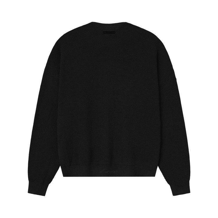 Fear of God Essentials Signature Waffle 90's Crewneck Sweater 'Vintage Black'