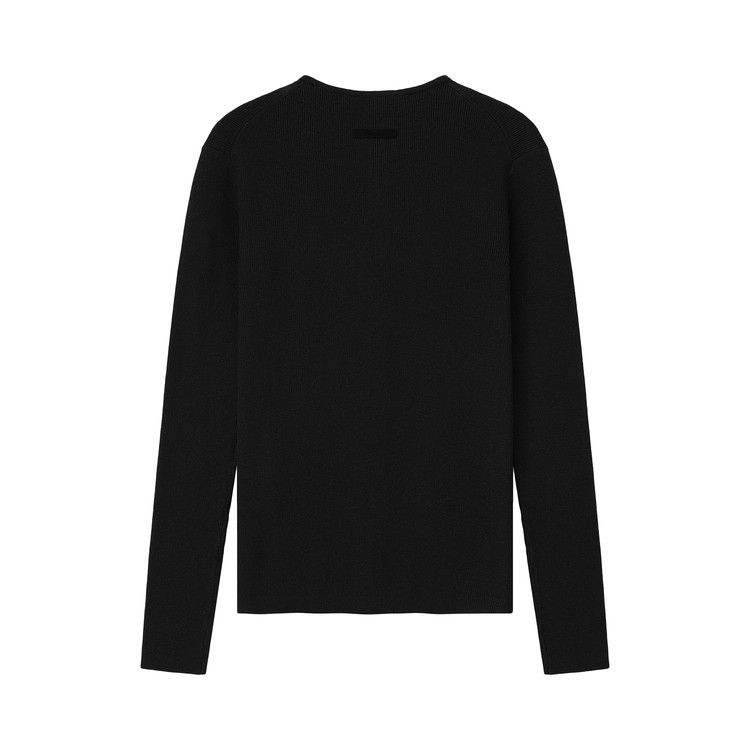 Fear of God Essentials Signature Rib Knit Fitted Long Sleeve Zip Up Tee 'Vintage Black'