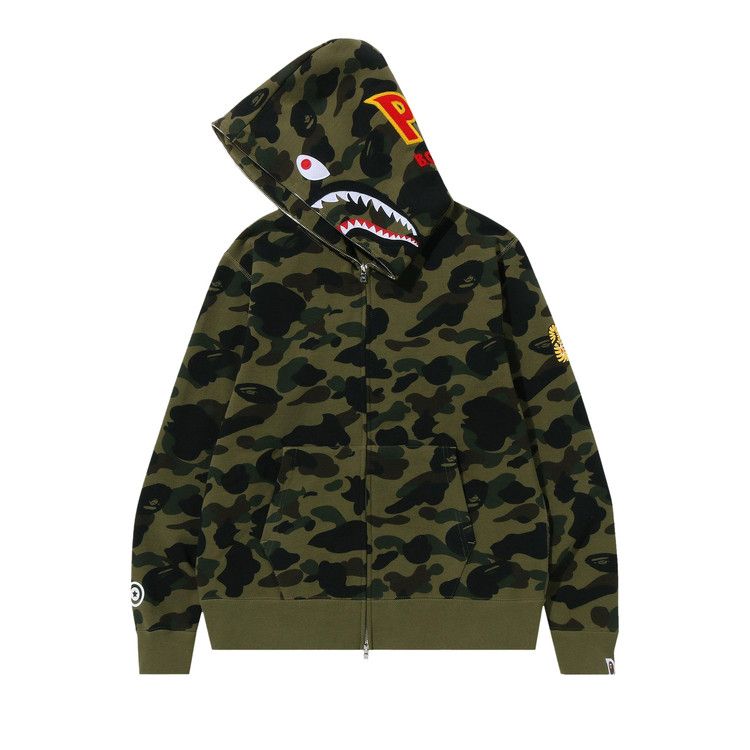 BAPE 1st Camo PONR Shark Full Zip Hoodie 'Green'