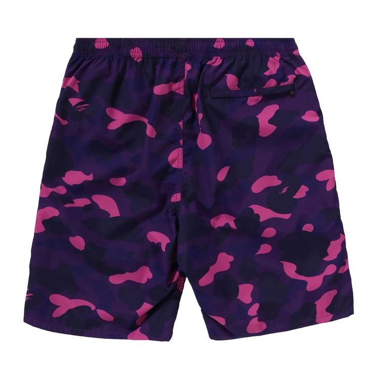 BAPE Color Camo Ape Head One Point Beach Shorts 'Purple'