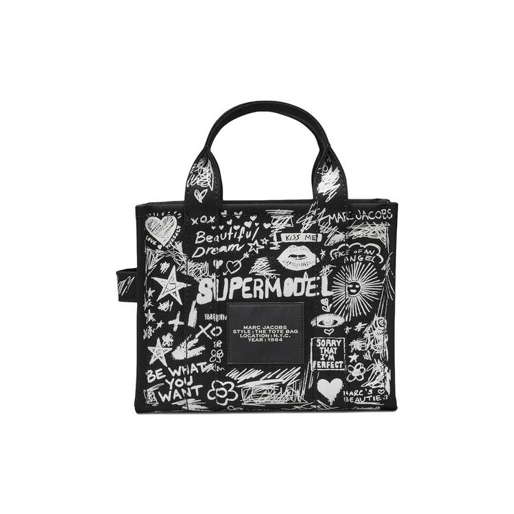 Marc Jacobs Punk Scribble Canvas Small Tote Bag 'Black/Multicolor'