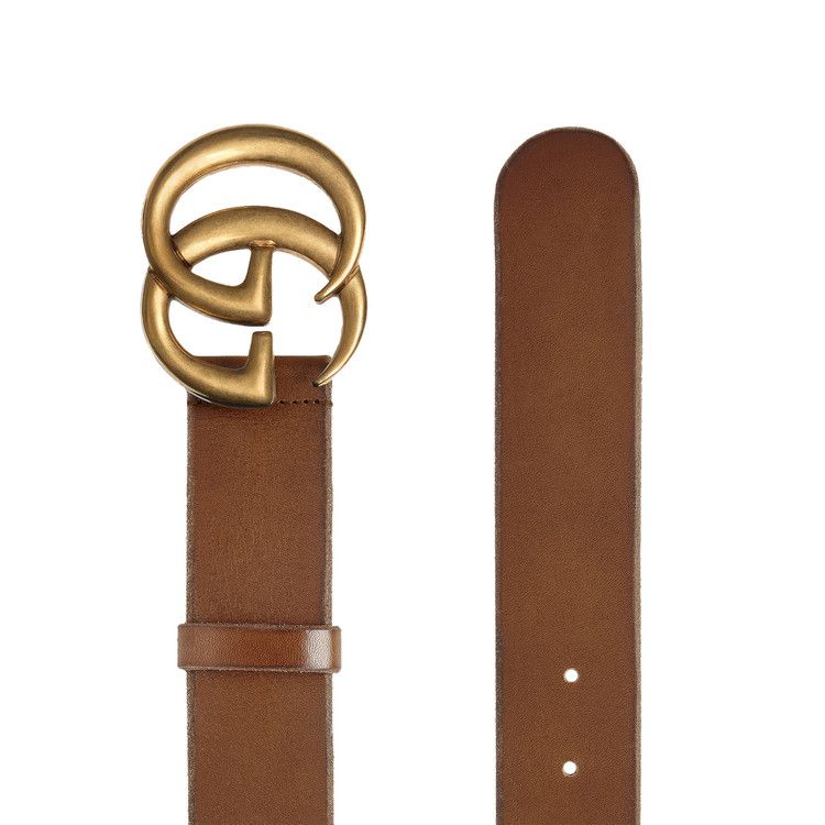 Gucci Leather Belt With Double G Buckle 'Brown'