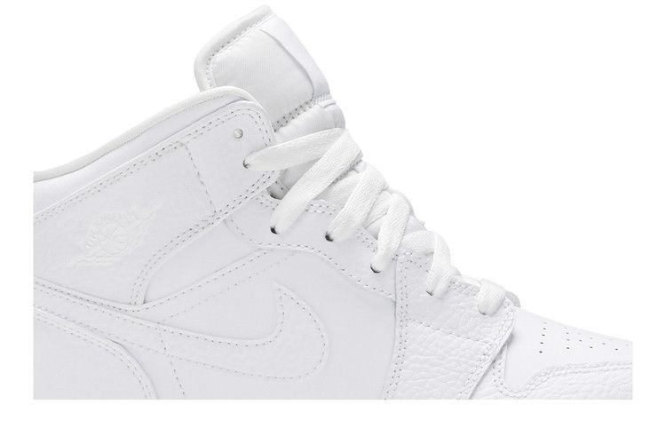 Air Jordan 1 Mid GS 'Triple White Tumbled Leather' 2020
