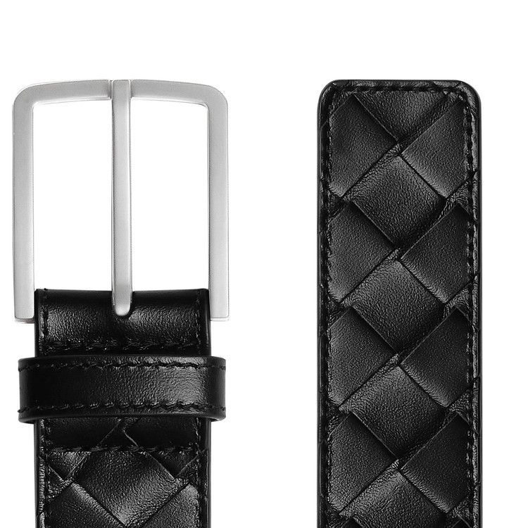 Bottega Veneta Intrecciato Belt 'Black/Silver'