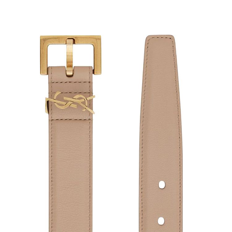 Saint Laurent Monogramme Belt With Square Buckle 'Dark Beige'
