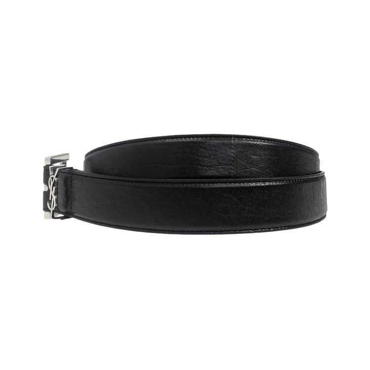 Saint Laurent Cassandra Logo Buckle Leather Belt 'Black'