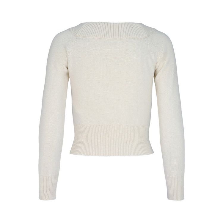 Alexander McQueen Off The Shoulder Cashmere Blend Sweater 'Ivory'