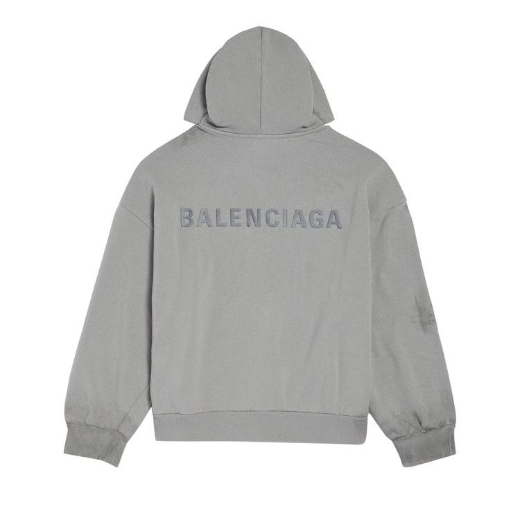 Balenciaga Medium Fit Zip Up Hoodie 'Grey'