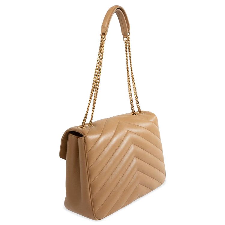 Saint Laurent Loulou Foldover Top Large Shoulder Bag 'Natural Tan'