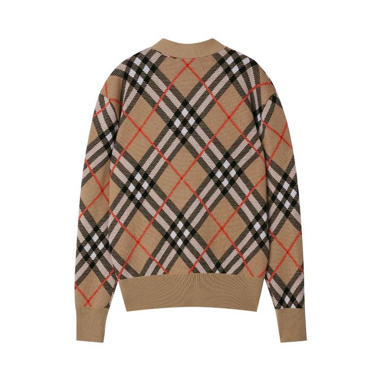 Burberry Check Wool Blend Cardigan 'Sand'