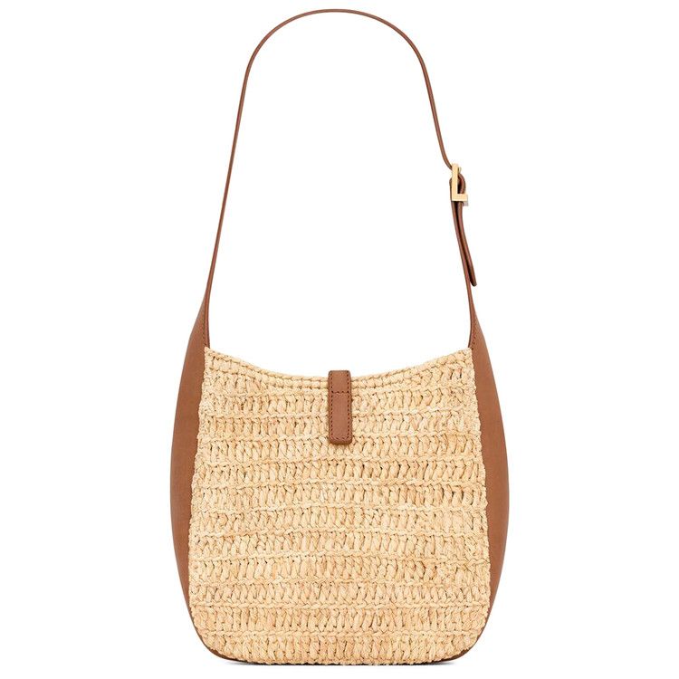 Saint Laurent Le 5 À 7 Supple Baby In Raffia 'Pale Brown/Brick'