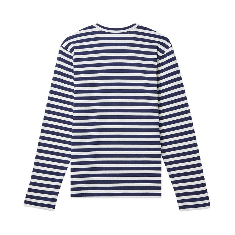 Comme des Garçons PLAY Heart Emblem Stipe T-Shirt 'Navy/White'