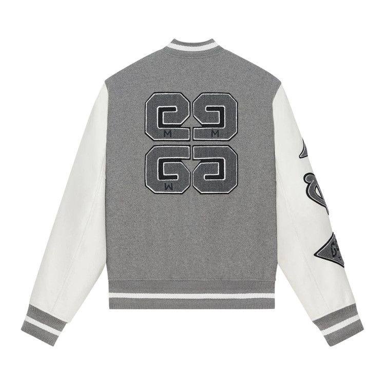 Givenchy Logo Embroidered Bomber Jacket 'Grey/White'