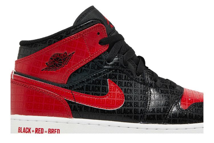 Air Jordan 1 Mid SS GS 'Black + Red = Bred'