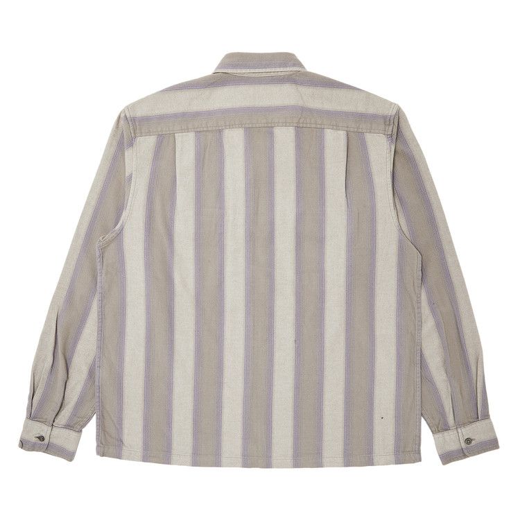 Supreme Stripe Flannel Zip Up Shirt 'Grey'