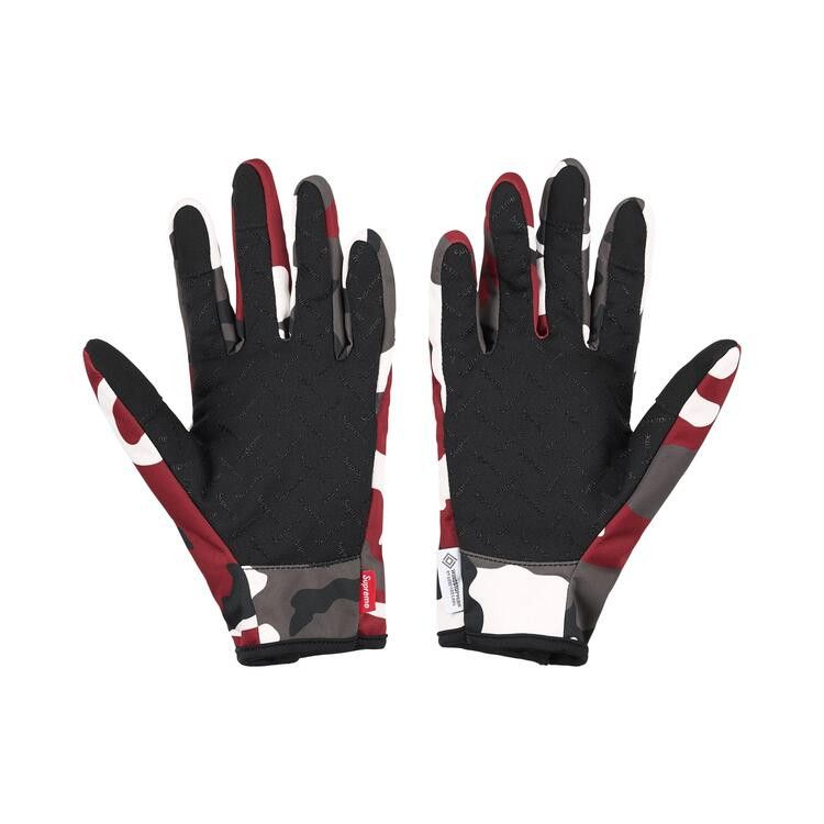 Supreme Windstopper Zip Gloves 'Red Camo'