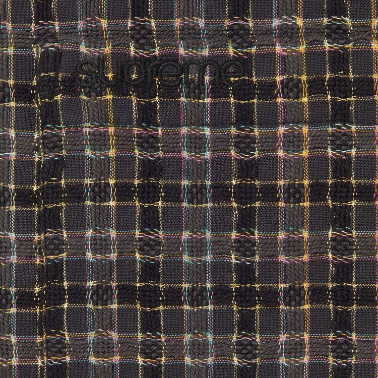Supreme Metallic Plaid Zip Up Shirt 'Washed Black'