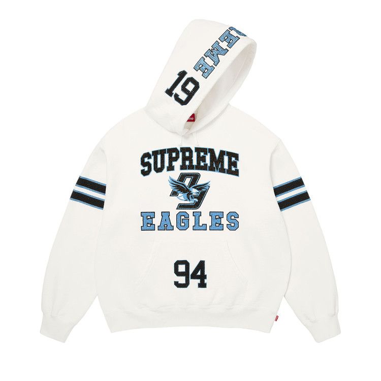 Supreme Rhinestone Eagle Hooded Sweatshirt 'White'
