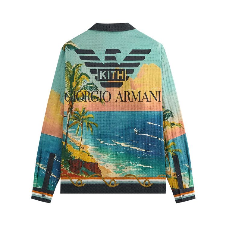 Kith x Giorgio Armani Ornamental Print Long Sleeve Thompson Camp Collar Shirt 'Multi'