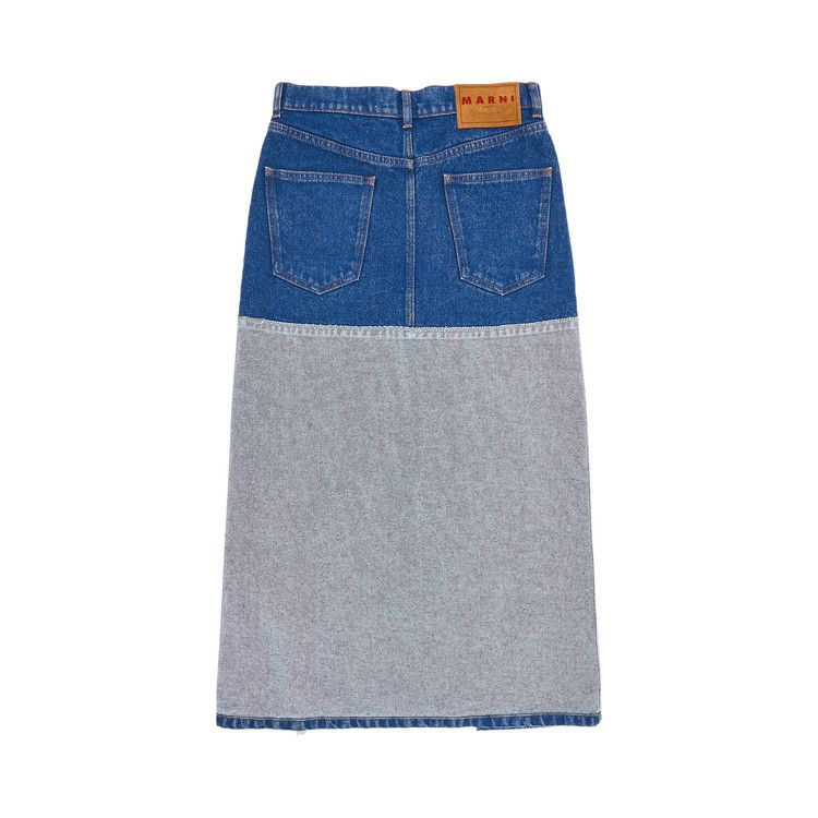 Marni Bleached Coated Denim Skirt 'Ocean'