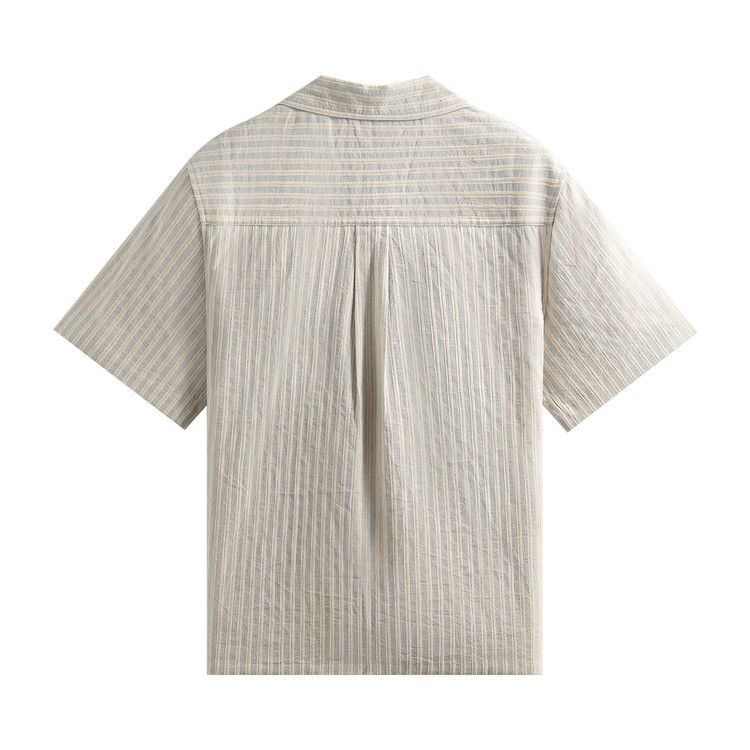 Kith Neon Slub Stripe Cropped Beckham Camp Collar Shirt 'Sandrift'