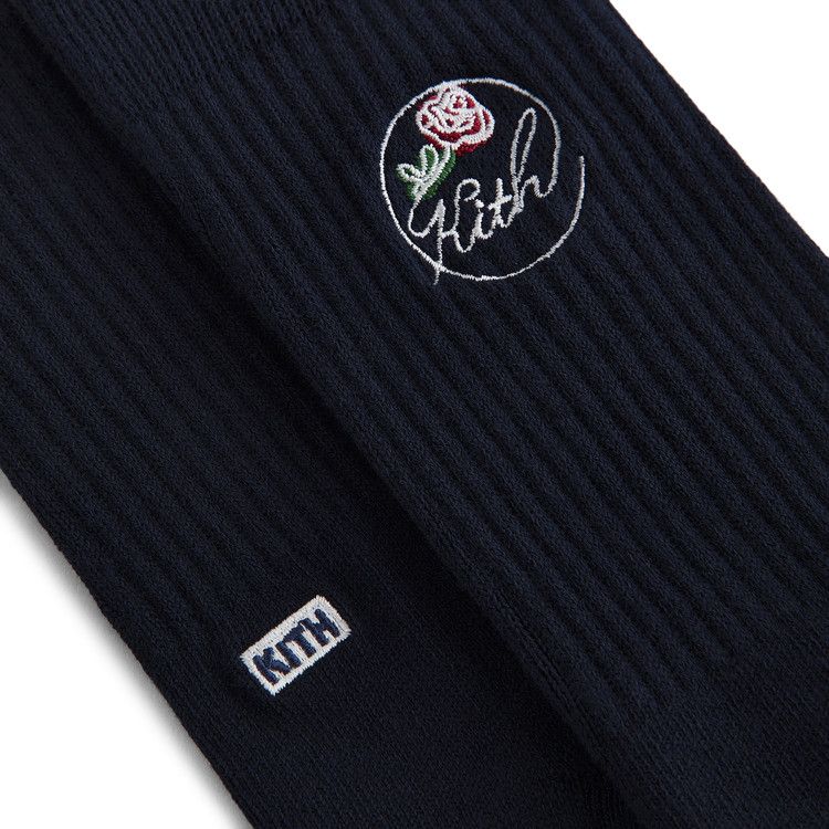Kith Rose Script Cotton Crew Socks 'Nocturnal'
