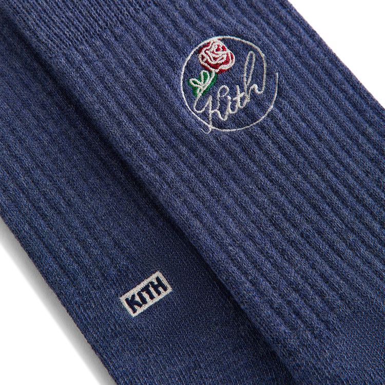 Kith Rose Script Cotton Crew Socks 'Elevation Heather'