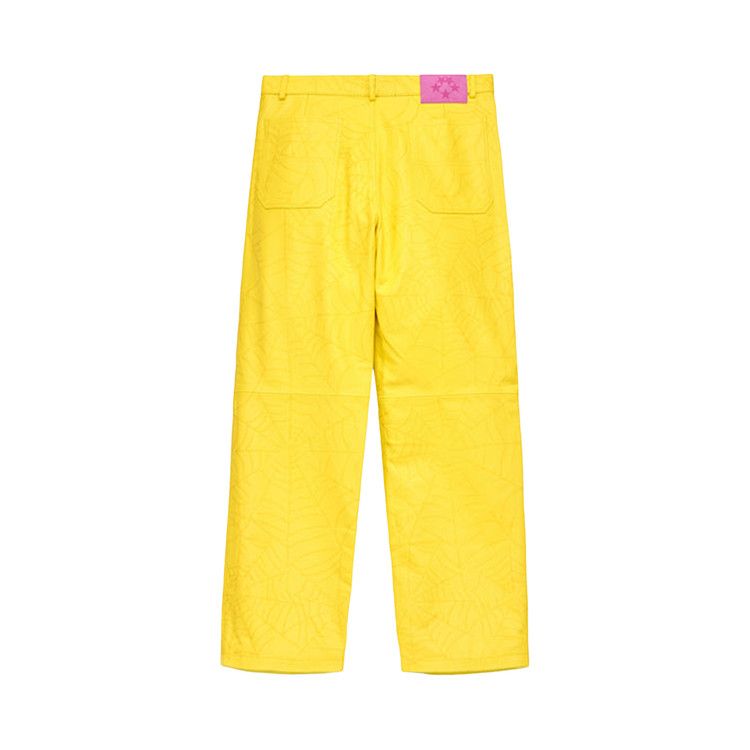 Sp5der Debossed Web Leather Pant 'Yellow'