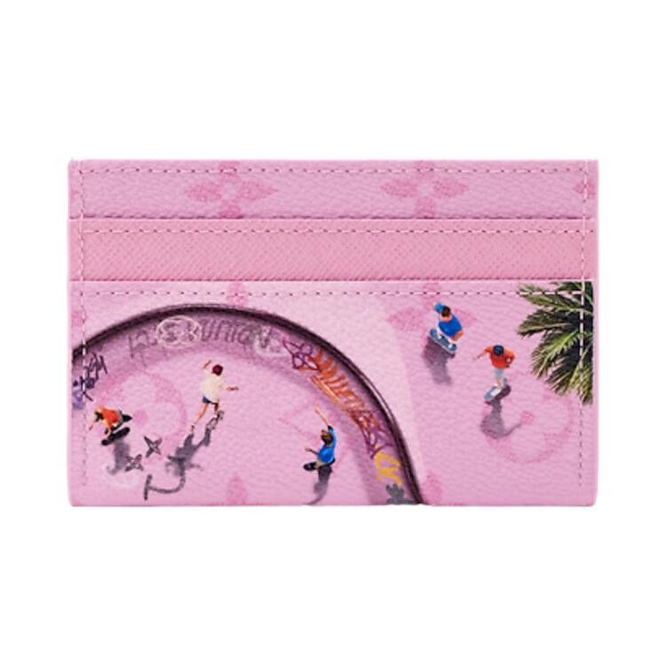 Louis Vuitton Double Card Holder 'Skateboard Pink Monogram Canvas'