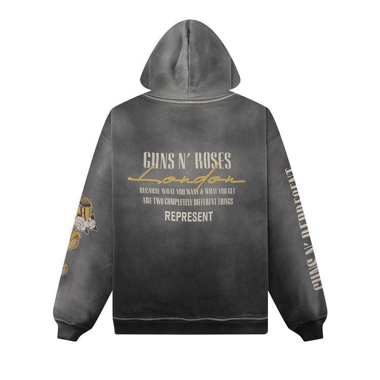 Represent Clo x Guns N' Roses Cross Zip Through Hoodie 'Stained Black'