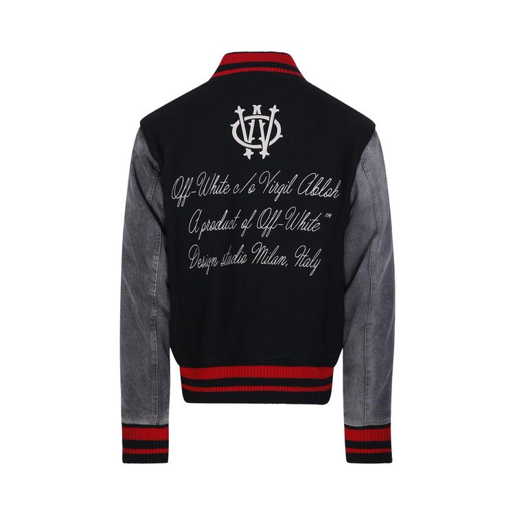 Off-White Gothinc Wool Regular Varsity Bomber 'Black/Red/Grey'