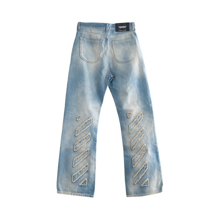 Off-White Diagonal Raw Patch 90s Skate Jeans 'Dirty Blue'