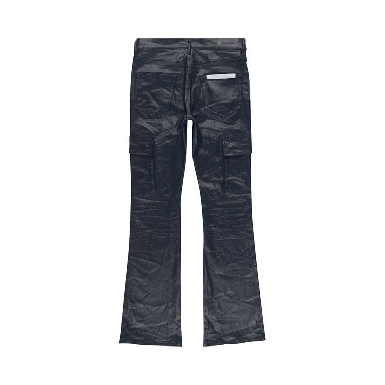 PURPLE BRAND Cargo Flare Jeans 'Black Patent Film'
