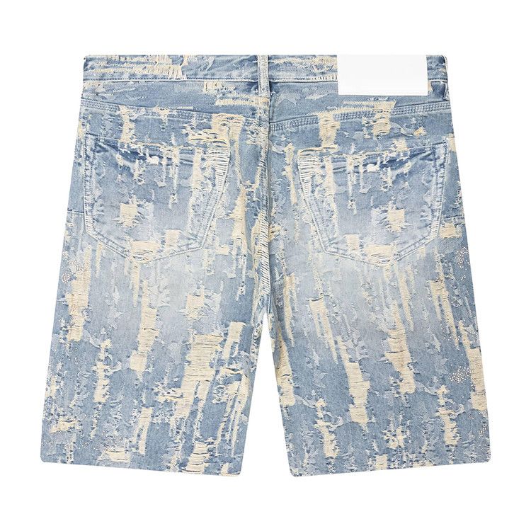 PURPLE BRAND Bead Splatter Destroy Shorts 'Light Indigo'