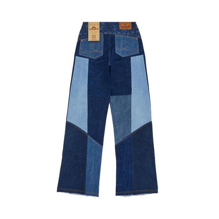 Marine Serre Regenerated Denim Moonogram Wide Leg Trousers 'Medium Dark Blue Moonogram'