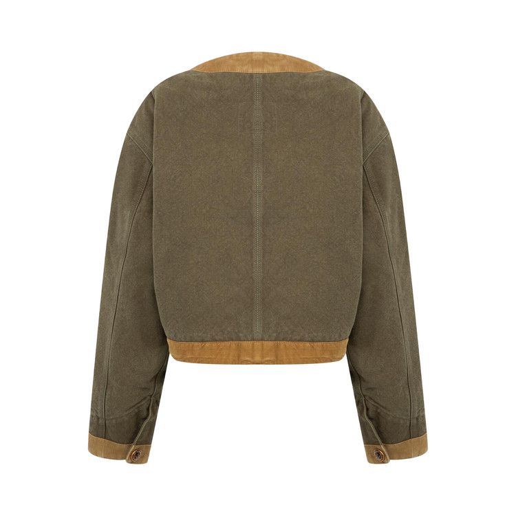 R13 Cord Trimmed Cropped Chore Jacket 'Dusky Olive/Canvas Green'