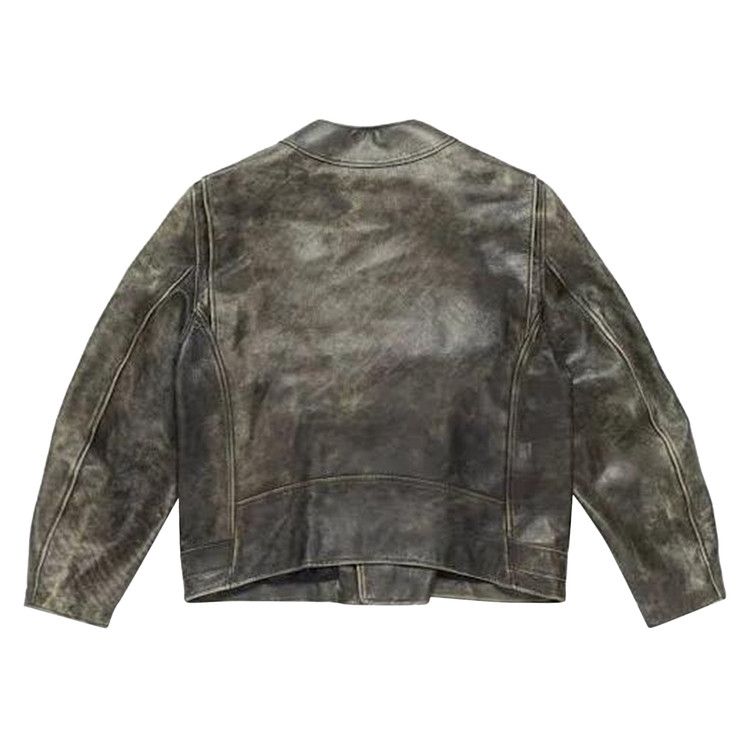 MM6 Maison Margiela Distressed Leather Bomber Jacket 'Brown'