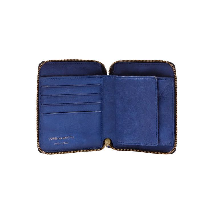 Comme des Garçons Wallet Washed Full Zip Around Wallet 'Navy'