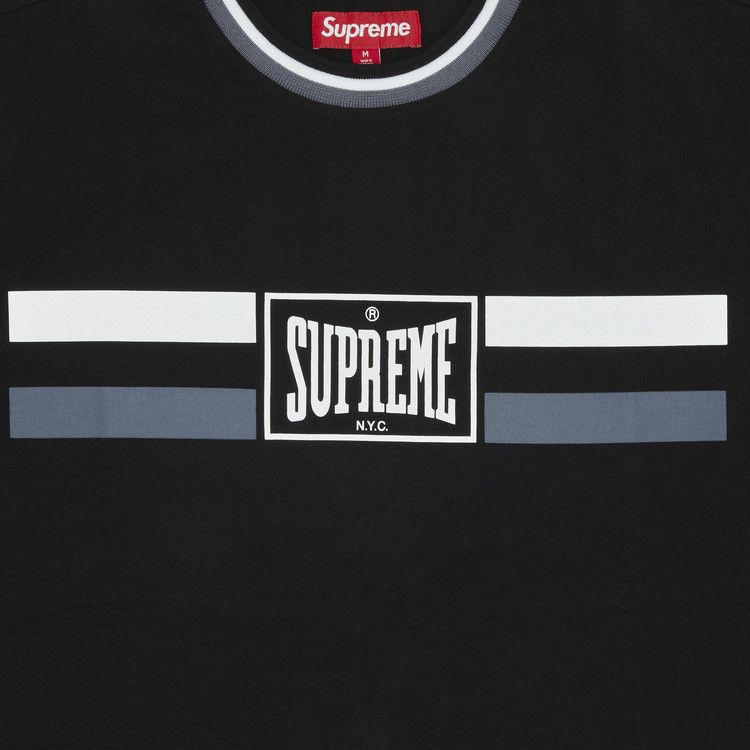 Supreme Warm Up Stripe Short-Sleeve Top 'Black'