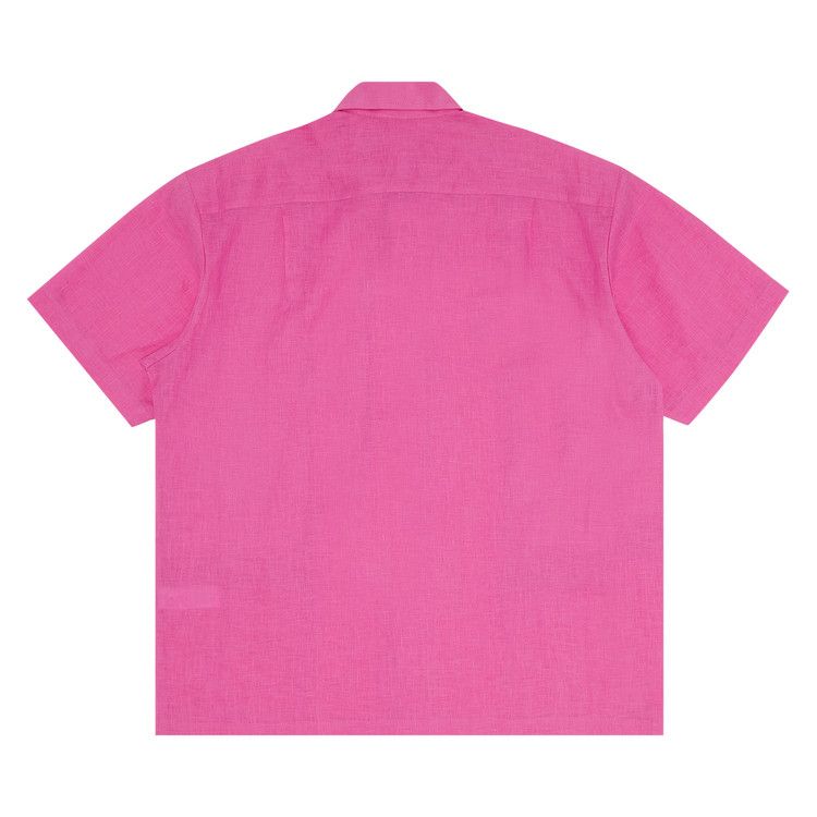 Supreme Mesh Panel Linen Short-Sleeve Shirt 'Pink'