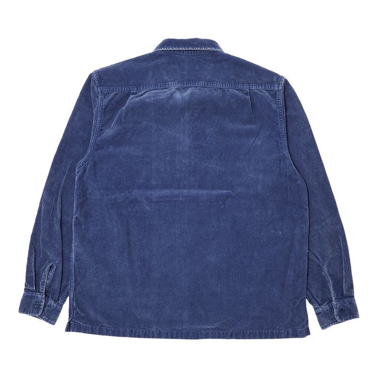 Supreme Washed Corduroy Zip Up Shirt 'Blue'