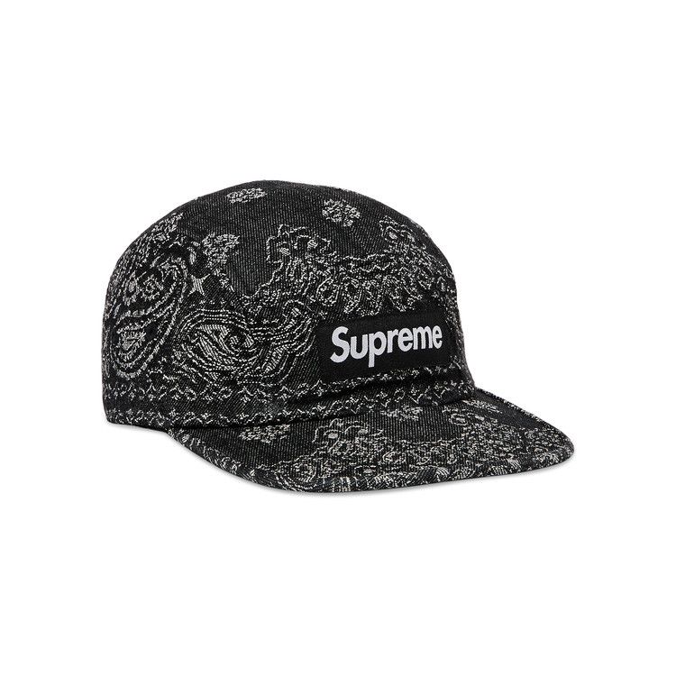 Supreme Bandana Jacquard Denim Camp Cap 'Black'