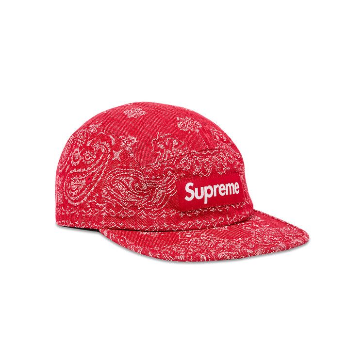 Supreme Bandana Jacquard Denim Camp Cap 'Red'